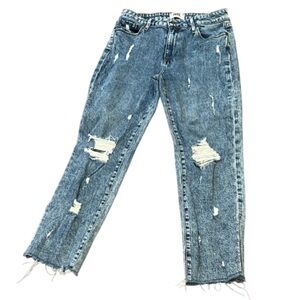 PAIGE Noella Distressed Ripped Frayed Straight Leg Ankle Cropped Jeans Size 27